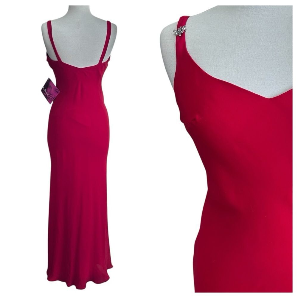 NWT Vintage Zum Zum Red Bias Cut Evening Gown - Size 9/10 - Picture 4 of 10